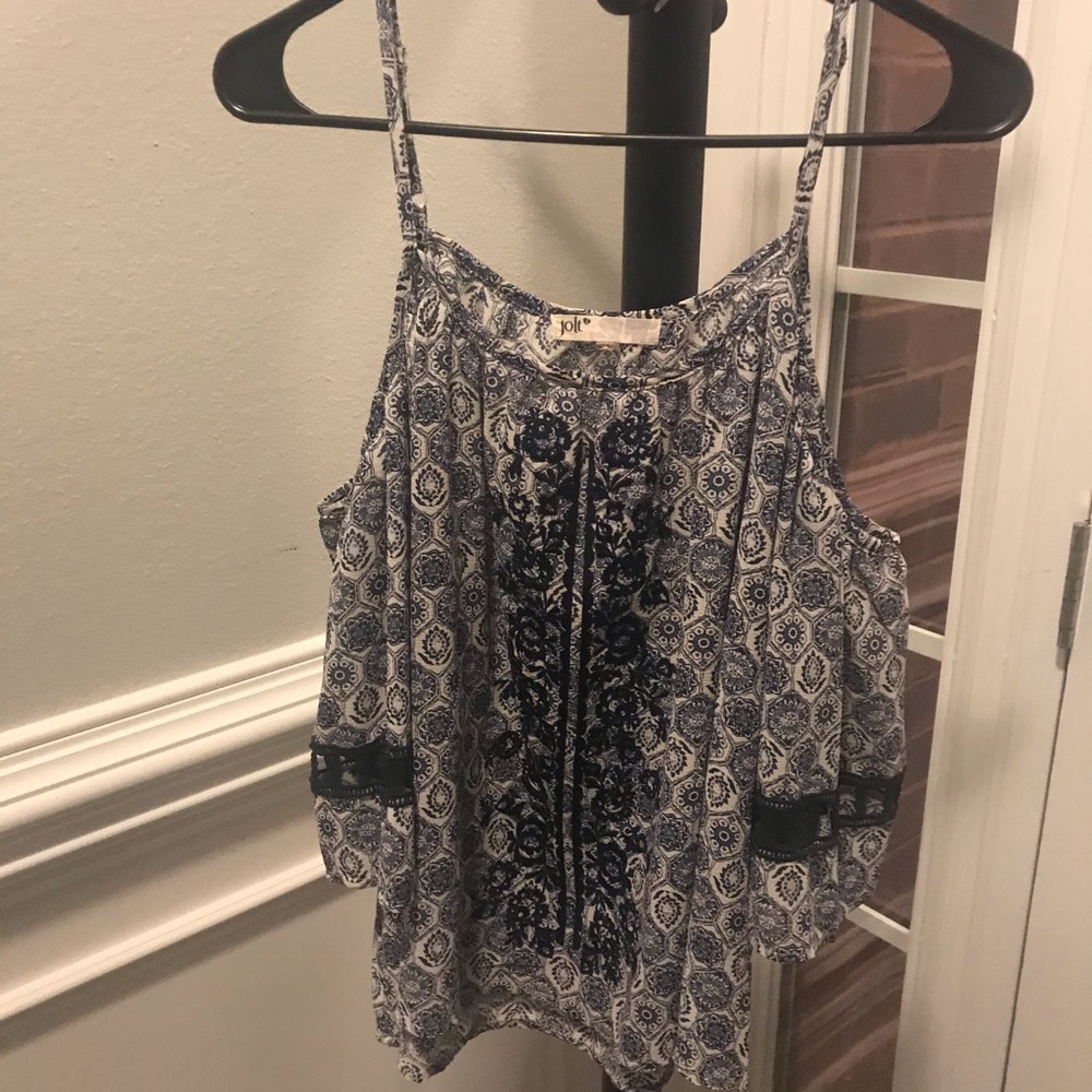 Blue and white top